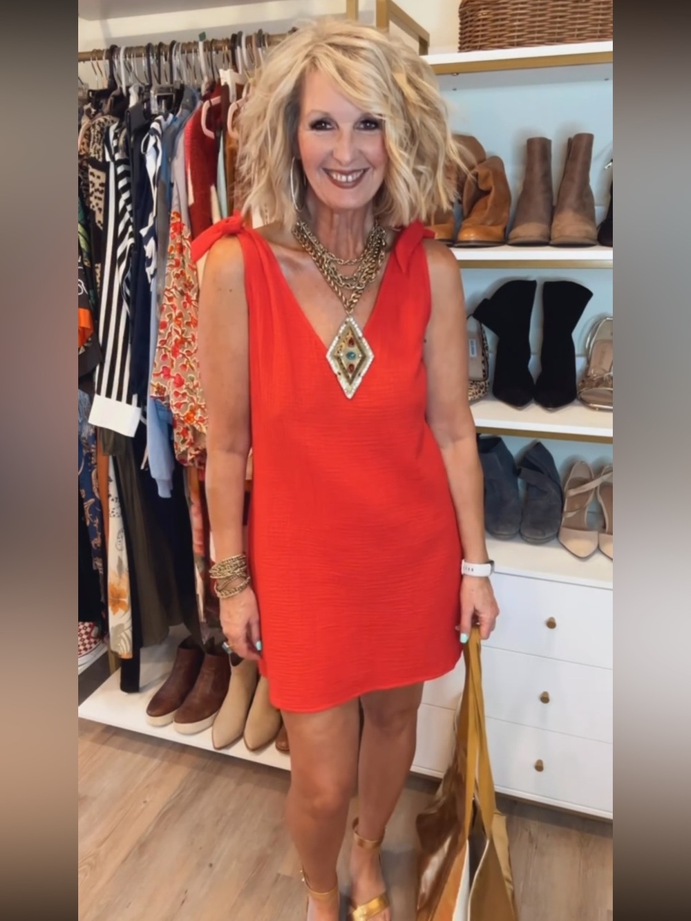 Cupshe Red/Orange Tie-Shoulder Mini Dress